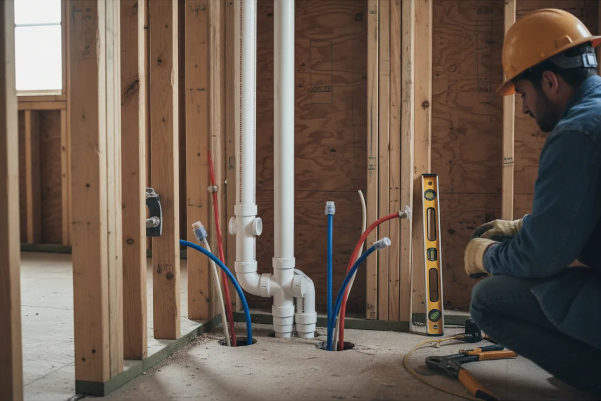 Drain and supply rough-in during Leak Detection in Rodman